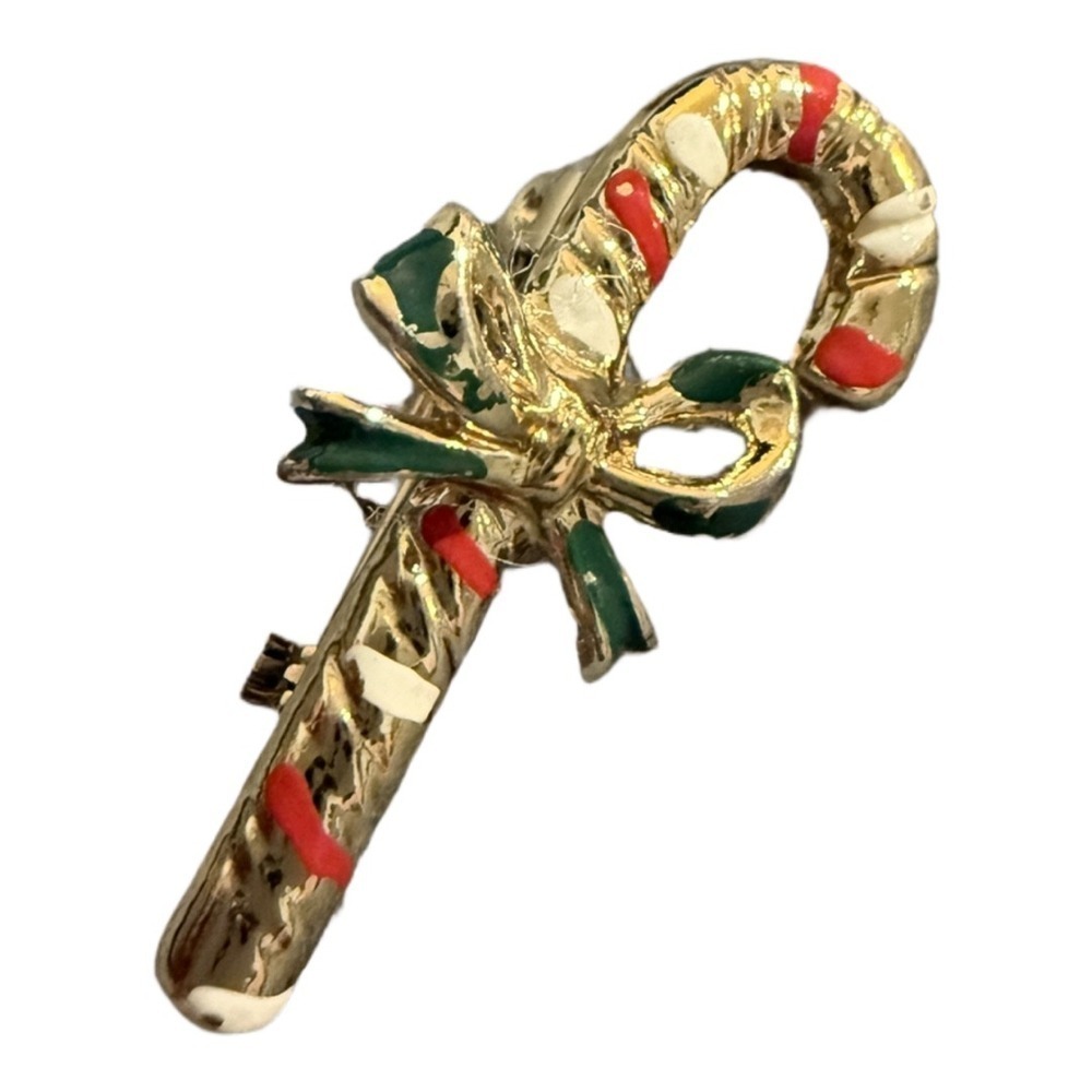 Vintage Candy Cane Brooch Pin Accessory Christmas Holiday Winter